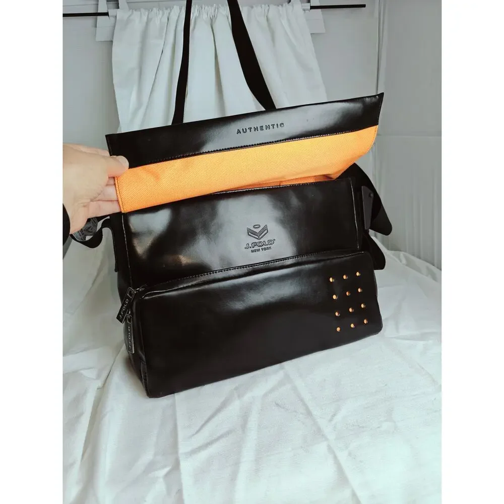 J.Fold J. Fold Black Leather Messenger bag Orange interior 2008